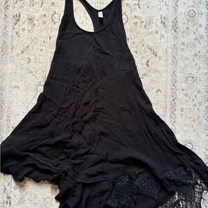 Free People Black Lace Hem Tunic